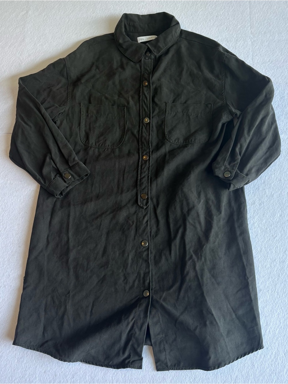 ZARA Girl’s Black Button Up Shirt Dress Size 11-12 Youth